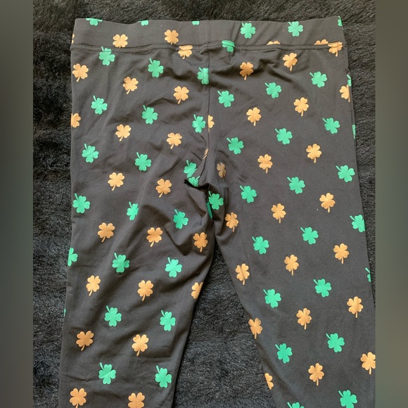 Typsy Elves Black w/ Gold Foil/ Green High Waisted Leggings Polyester-Spandex M - Picture 6 of 8